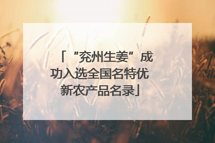 “兖州生姜”成功入选全国名特优新农产品名录