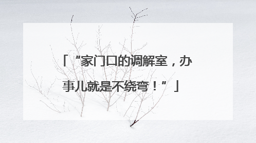“家门口的调解室，办事儿就是不绕弯！”