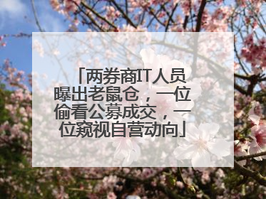 两券商IT人员曝出老鼠仓，一位偷看公募成交，一位窥视自营动向
