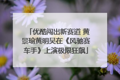 优酷闯出新赛道 黄景瑜黄明昊在《风驰赛车手》上演极限狂飙