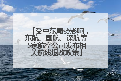 受中东局势影响，东航、国航、深航等5家航空公司发布相关航线退改政策