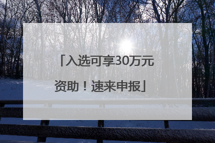 入选可享30万元资助！速来申报