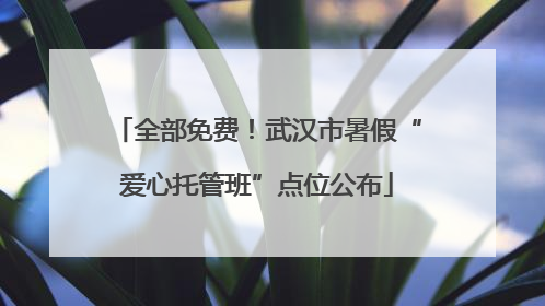 全部免费！武汉市暑假“爱心托管班”点位公布