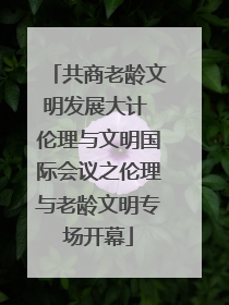 共商老龄文明发展大计 伦理与文明国际会议之伦理与老龄文明专场开幕