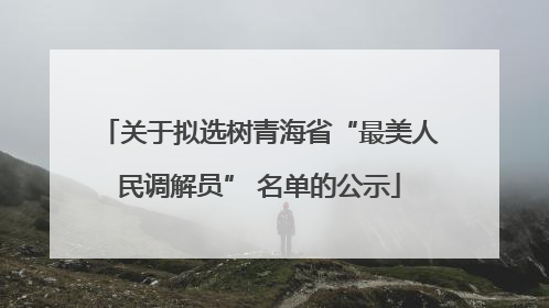 关于拟选树青海省“最美人民调解员” 名单的公示