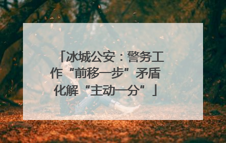 冰城公安：警务工作“前移一步”矛盾化解“主动一分”