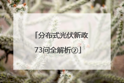 分布式光伏新政73问全解析②