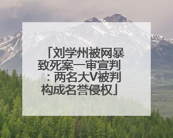 刘学州被网暴致死案一审宣判：两名大V被判构成名誉侵权