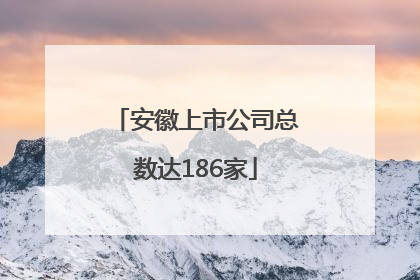 安徽上市公司总数达186家