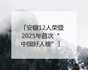 安徽12人荣登2025年首次“中国好人榜”