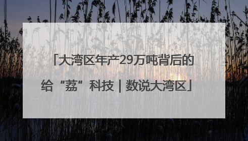 大湾区年产29万吨背后的给“荔”科技｜数说大湾区