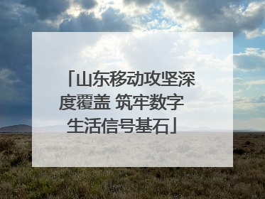 山东移动攻坚深度覆盖 筑牢数字生活信号基石
