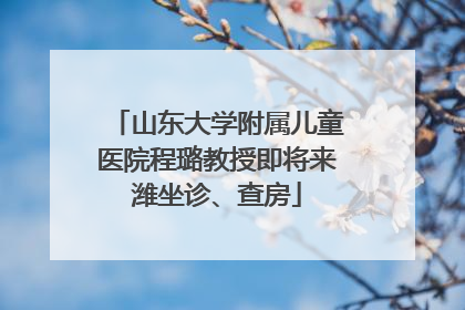 山东大学附属儿童医院程璐教授即将来潍坐诊、查房