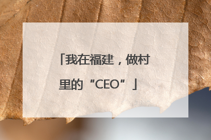 我在福建，做村里的“CEO”