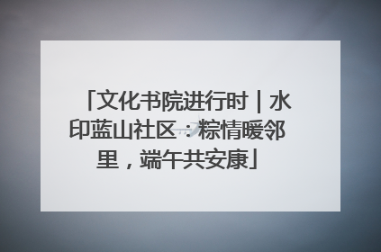 文化书院进行时｜水印蓝山社区：粽情暖邻里，端午共安康