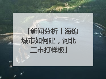 新闻分析丨海绵城市如何建，河北三市打样板