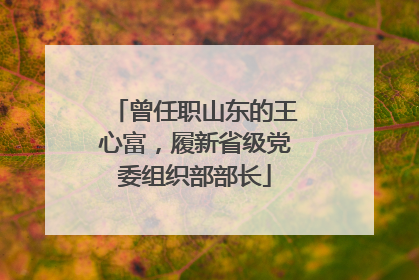 曾任职山东的王心富，履新省级党委组织部部长