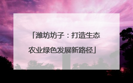 潍坊坊子：打造生态农业绿色发展新路径