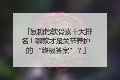 氨糖钙软骨素十大排名！哪款才是关节养护的 “终极答案”？