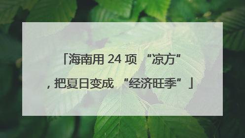 海南用 24 项 “凉方”，把夏日变成 “经济旺季”