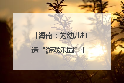 海南：为幼儿打造“游戏乐园”