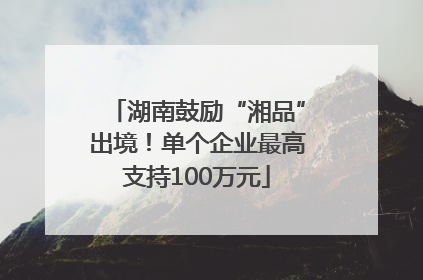 湖南鼓励“湘品”出境！单个企业最高支持100万元
