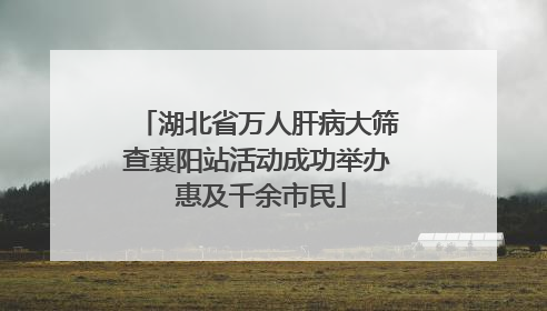 湖北省万人肝病大筛查襄阳站活动成功举办 惠及千余市民