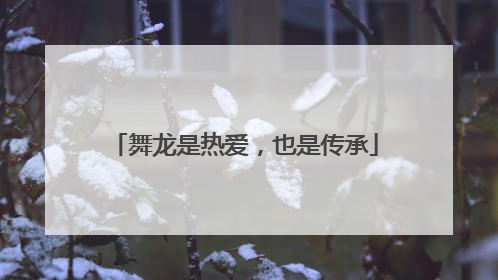 舞龙是热爱，也是传承