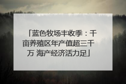 蓝色牧场丰收季：千亩养殖区年产值超三千万 海产经济活力足