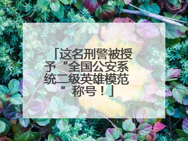 这名刑警被授予“全国公安系统二级英雄模范”称号！