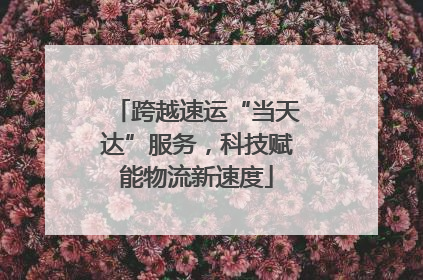 跨越速运“当天达”服务，科技赋能物流新速度
