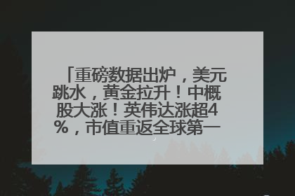 重磅数据出炉，美元跳水，黄金拉升！中概股大涨！英伟达涨超4%，市值重返全球第一！黄仁勋计划出售至多600万股股票