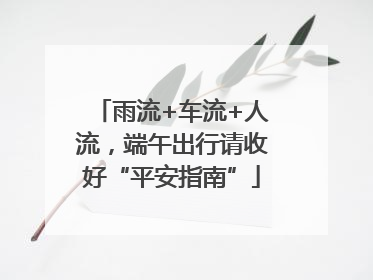 雨流+车流+人流，端午出行请收好“平安指南”