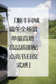 顺丰同城端午全场景单量高增 高品质即配点亮节日仪式感