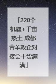 220个机遇+千亩热土 成都青羊政企对接会干货满满