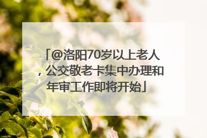 @洛阳70岁以上老人，公交敬老卡集中办理和年审工作即将开始